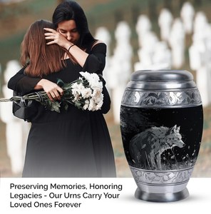 Urnas de lobo salvaje para cenizas de cremación, urna de aluminio hecha a mano para cenizas, lobo de 200 pulgadas cúbicas, urna conmemorativa personalizada - Product Image 3