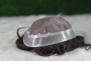 100% Trinh Nữ Ấn Độ Remy tóc toupee cho nam giới đầy đủ PU Cơ Sở da mỏng với kinky thẳng cơ thể sâu sóng 28mm - Product Image 3