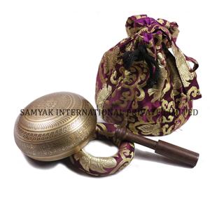 ชุดของขวัญชามร้องเพลงสีบรอนซ์ทิเบตงานฝีมือโลหะแกะสลักรูปแบบทางศาสนาศิลปะการนั่งสมาธิรักษาด้วยเสียง - Product Image 3