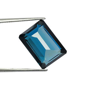 Pierre précieuse de topaze bleue de Londres taille émeraude de 12x10 mm - Topaze bleue de Londres de grande taille - Pierre naturelle en vrac en gros - Product Image 6