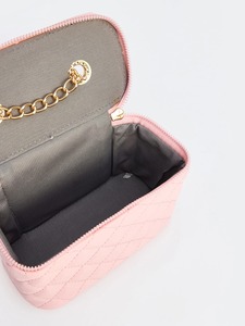OEM ODM Private Label Custom Logo Women's <b>Pink</b> Quilted Chain Crossbody Bag Mini Vanity Box Bag PU Leather Shoulder <b>Purse</b> - Product Image 3