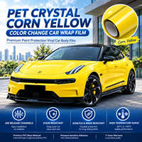 Film de protection automobile en vinyle PET Crystal Corn jaune changeant de couleur, anti-rayures, résistant aux taches, avec rainures de décompression, garantie 3 ans
