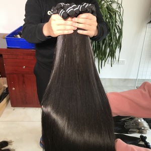 # Extensiones de Cabello Vietnamita Natural Negro 1B, Trama Doble, Cabello Virgen Sin Procesar, Estilo Liso, Paquetes de Cabello - Product Image 2