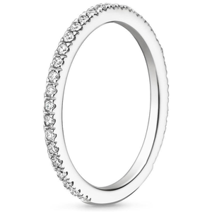 Bague de mariage minimaliste à diamants de laboratoire taille ronde, la plus vendue, en or rose 14 carats, fine alliance éternité 3/4 pour bague de fiançailles - Product Image 4