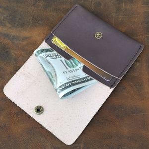 Lasergravure Custom Logo Echte Echte Koeienhuid Groente-Gelooide Lederen Kaart Portemonnee Cadeau Cadeau Lederen Kaarthouder - Product Image 5