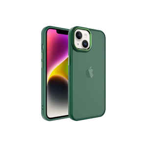 Étui de téléphone portable en PC dur givré vert foncé de qualité supérieure pour iPhone 14, coque arrière mate antichoc, protection élégante pour téléphone - Product Image 1