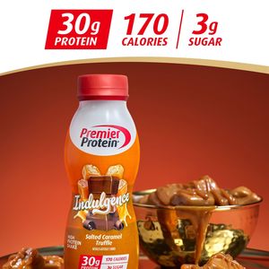 Shake protéiné Premier INDULGENCE, Caramel Salé Truffé, 30g de protéines, 170 calories, 3g de sucre, 11,5 fl oz, Pack de 12 - Product Image 5