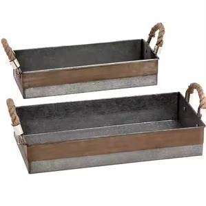 Handmade Antique Galvanized Metal Oval Serving <b>Tray</b> Wholesale Iron India VISHAL HANDICRAFT Brand Custom Logo OEM/ODM MOQ 100pcs - Product Image 4