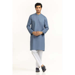 Kurta en coton pour homme KR-STY25-073 avec salwar kameez coupe classique pour les fêtes estivales - Product Image 6