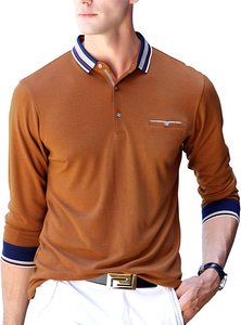 เสื้อโปโลลำลองผ้าฝ้ายแขนยาวสำหรับผู้ชาย,เสื้อกอล์ฟแฟชั่นสำหรับฤดูร้อนแบบสั่งตัด - Product Image 5