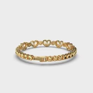 Brazalete de Tenis de Oro Amarillo para Mujer, Brazalete con Forma de Corazón con Diamantes, Regalo del Día de la Madre, Brazaletes y Pulseras de Moissanita - Product Image 3