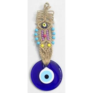 Ornement en macramé œil porte-bonheur 10x30cm, décoration de maison en verre, design créatif - Product Image 1