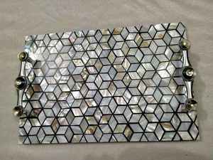 Plateau de service classique pliable et durable, élégant, avec incrustation de nacre, pour salon, thé, collations et décoration intérieure, luxe pour la maison - Product Image 4