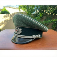 Casquette à visière en gabardine pour officier d'infanterie allemand Heer de la Seconde Guerre mondiale avec insignes, chapeau allemand noir M43 de la Seconde Guerre mondiale, chapeaux allemands SS M42 édition limitée