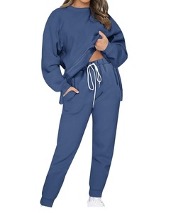Chándal OEM personalizado para mujer, chándal con estampado personalizado para mujer, conjunto de 2 piezas de algodón de gran tamaño, sudadera transpirable con pantalones de chándal - Product Image 1