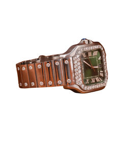 Montre en diamant moissanite entièrement sertie de glaçons, style hip-hop, dernière tendance, montre de luxe entièrement sertie de glaçons, montre en moissanite rose et blanche - Product Image 3