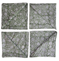 Ensemble de serviettes en coton 100% imprimées à la main avec des motifs floraux - Écologiques, durables, style américain, pour mariage, maison, restaurant, décoration de table