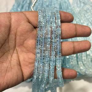 Perles de pneu facettées en aquamarine bleue de haute qualité, sélectionnées à la main, de 5 mm à 7 mm, pour la fabrication de bijoux fins - Product Image 1