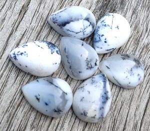 Cabochon d'agate dendritique naturelle de qualité AAA + Rectangle blanc à dos plat calibré en gros de marque Lavira en vrac troisième partie - Product Image 1