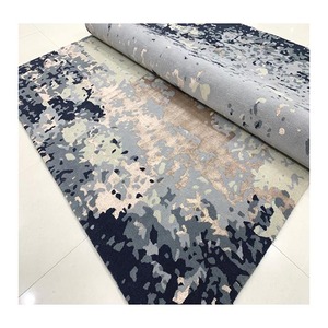 Top Qualité Super Doux Durable Marine Gris Sable Couleurs Abstrait Soie NZ Laine Tissé À La Main Personnalisable Couleurs Conception Taille Tapis Tapis - Product Image 1