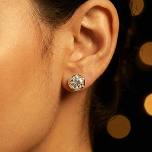 Pendientes de Oro de 14K con Diamante de Laboratorio Redondo Brillante de 3.10Ct, Estilo Único, Ligeros, Proveedor de Joyería al por Mayor B2B - Product Image 1