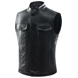 เสื้อแจ็คเก็ตมอเตอร์ไซค์แขนกุดทรงสลิมฟิตสำหรับผู้ชายที่ทันสมัย - Product Image 1