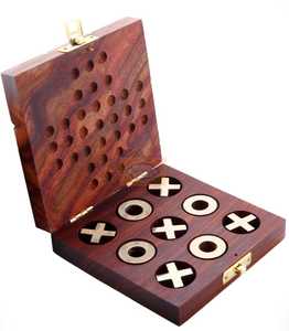 Venta al por mayor Mini madera y latón Tic Tac Toe Set de regalo | Juego de rompecabezas de estrategia a granel para obsequios corporativos Juego de madera Tic Tac Toe - Product Image 5