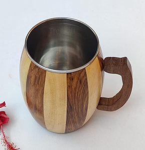 Taza de madera de Estilo Vintage tradicional con detalles decorativos para la decoración del hogar Zen en la costa más baja de CRAFT ZONE EXPORT - Product Image 3