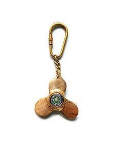 พวงกุญแจทองเหลืองโบราณพร้อมใบพัดเข็มทิศพวงกุญแจชุบทองสำหรับจักรยานรถบ้านงานเลี้ยงวันเกิดของขวัญงานฝีมือโลหะ - Product Image 2