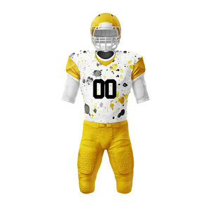 Ensemble d'uniformes de football américain par sublimation pour l'uniforme de football de longueur à manches courtes avec col en V et sergé - Product Image 1