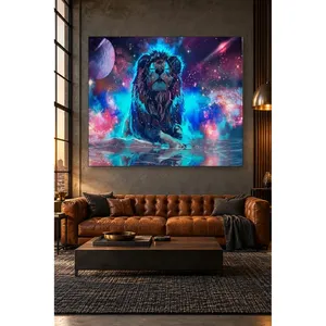 Impression sur toile Fida Neon Lion aux couleurs Galaxy - Product Image 1