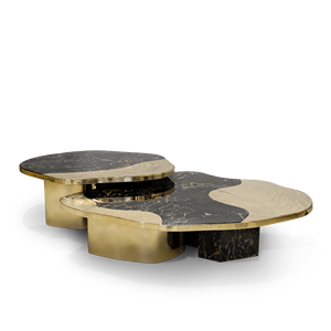 Mesa de Centro Ophelia Portoro de Mármol y Oro - Product Image 5