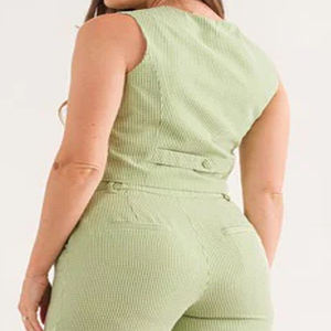 มาใหม่โลโก้ที่กําหนดเองพิมพ์ผู้หญิงชุดลําลองสําหรับฤดูหนาวสวมใส่/ร้อนขายผ้าฝ้าย 100% สีทึบผู้หญิง Cropped ชุด - Product Image 5