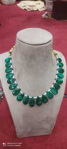 Collar de piedras preciosas verdes de malaquita natural, cuentas briolletes lisas de gran tamaño - Product Image 6