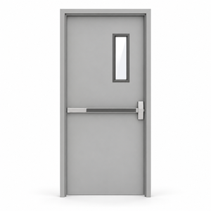 Porte coupe-feu moderne en acier avec panneau de vision et barre anti-panique, surface finie pour hôtels et intérieurs commerciaux - Product Image 6