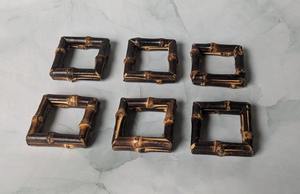 Anneaux de serviette en bambou écologiques, sculptures détaillées, charme rustique, style classique, accessoires en métal, tables de mariage, dîner festif - Product Image 2