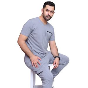 OEM respirant en gros meilleure qualité soins infirmiers hôpital uniformes gommages doux extensible uniformes ensemble haut et bas pour les hommes - Product Image 1
