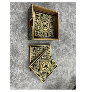 Bandeja para servir de madera dura de la mejor calidad con diseño de base profunda para servicio de habitaciones y presentación de mesa para venta de exportación - Product Image 3