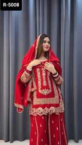 Costume de Salwar Kameez en Georgette lourde de style indien et pakistanais avec une belle séquence et une robe et un tissu de travail brodés - Product Image 2