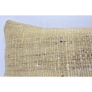 Almohada de cáñamo Kantha de lana Beige a rayas sutiles 12x36 pulgadas tejida con patrón vintage - Product Image 2