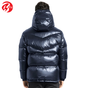 Hot Selling Custom Heavyweight Men's Hooded Puffer Jacket Breathable Canvas with Stand Collar New Design - Product Image 4