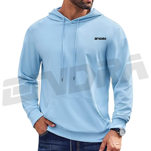 Être humain hommes sweat à capuche bleu coupe régulière pull sweat coton mélange doux chaud élégant casualwear streetwear oem odm - Product Image 1