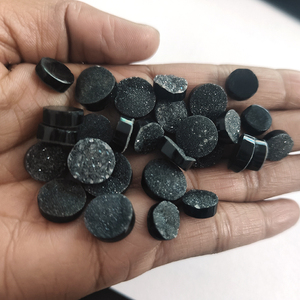 หินดรูซี่ขัดหลังเบี้ยสีดำ28ชิ้นขนาด10มม.-14มม. 144.5ซม. อัญมณีหลวมธรรมชาติแบน155 $ เรา" - Product Image 3