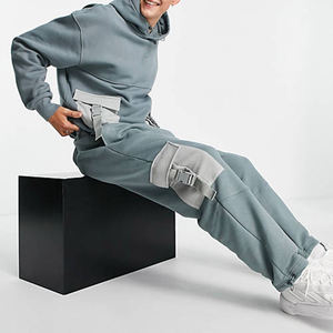 High Quality Heavyweight 100% Cotton Fleece Men's Wholesale High Quality Unisex <b>Plain</b> <b>Tracksuit</b> Cargo <b>Tracksuit</b> Set for Men - Product Image 1