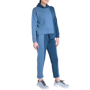 Nouveau survêtement élégant avec logo personnalisé, hauts courts à épaules tombantes, sweats à capuche et jogging, ensemble de 2 pièces, survêtements pour femmes - Product Image 1