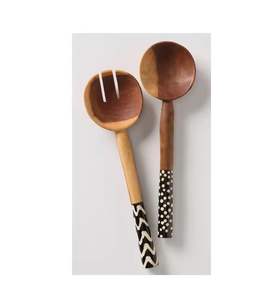 Serveur de salade Matt en bois foncé pour la maison et la cuisine - Product Image 2