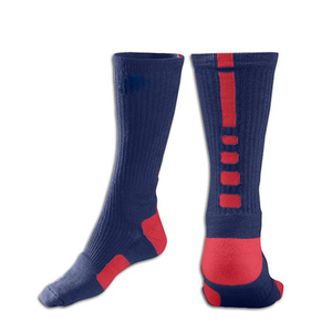 Chaussettes de basket-ball pour adultes, bleu marine et rouge, respirantes, avec revers tricoté en spandex, pour le sport d'automne - Product Image 1