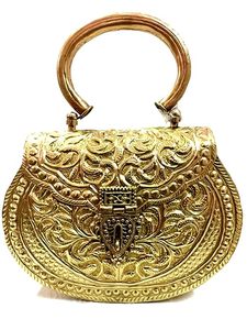 Pochette indienne en métal pour femme, sac à main pour soirées, prix de gros, pochette en laiton avec gravure florale complexe - Product Image 3
