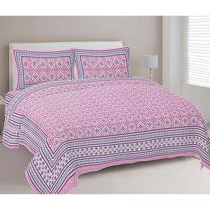 Juego de Edredón con Estampado Floral Magenta, Sábana Doble con 2 Fundas de Almohada, Sábana Plana de Algodón para Uso Doméstico, Paquete de 3 Piezas (ADB1468) - Product Image 1