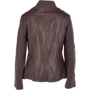 Femmes haut tendance personnalisé automne hiver vestes en cuir solide col tournant conception manches longues respirant doublure en Satin - Product Image 3